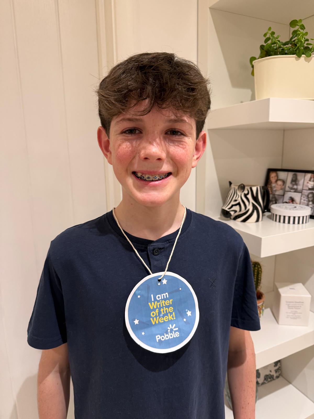 Here's Louie from Storrington, proud to be crowned 'Writer of the Week'!