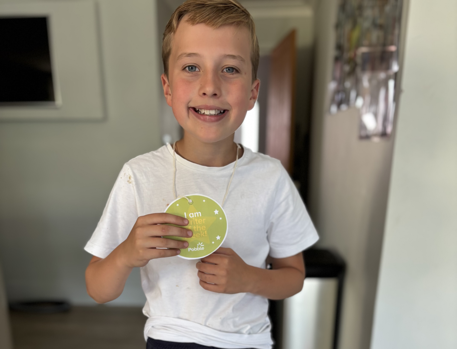 Claire's son Charlie, winning Writer of the Week