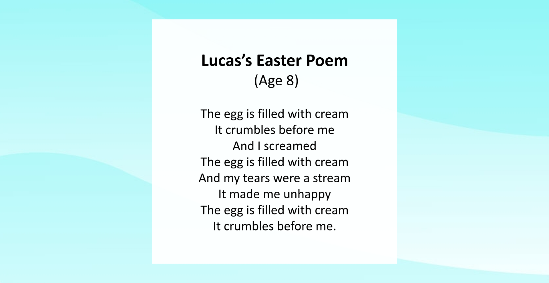 Lucas’s Easter triolet presented in a clear, typed format.